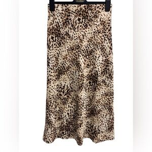 Loft Leopard Print Midi Skirt